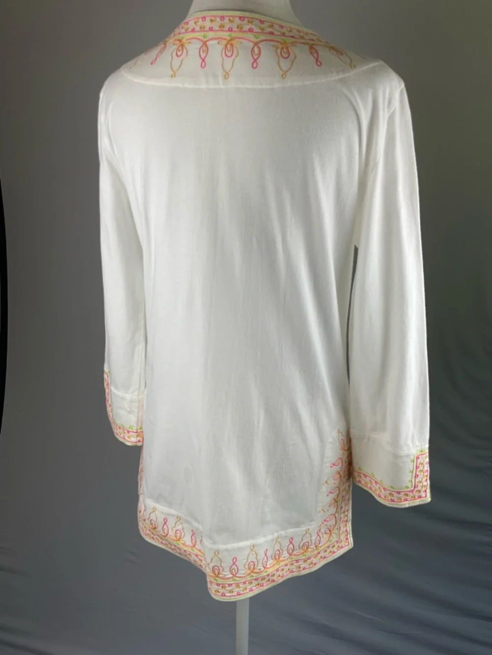 Lilly Pulitzer Embroidered Palm Beach Tunic Top White Pink Green Gold Small - Picture 13 of 16